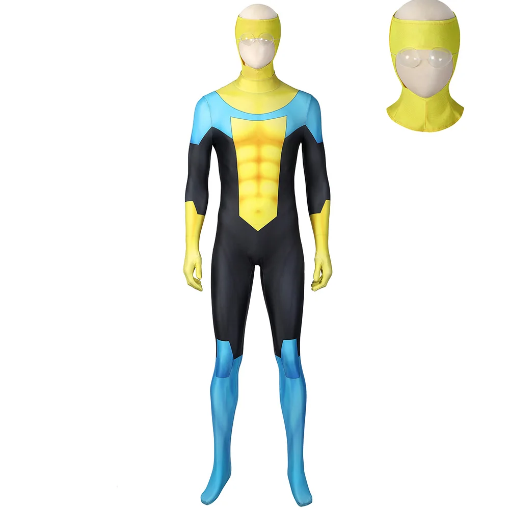 Invincible Cosplay Costume Mark Disfraz Jumpsuit Mask Eye MAN Halloween cARNIVAL Party