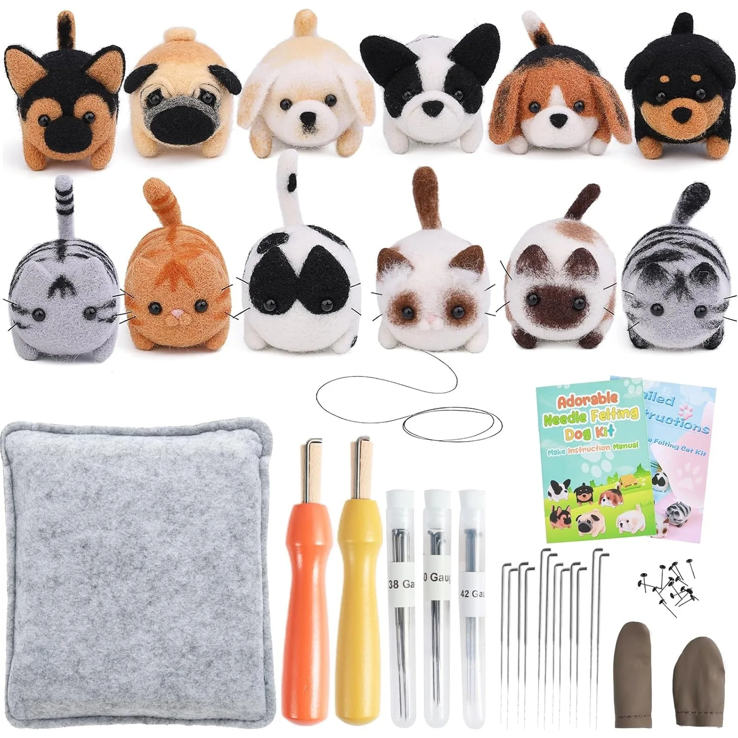 Needle Felting Kit DIY Needle Felting Supplies Wool Felting Kit Complete Doll Making  Starter Kit for Beginners Adults