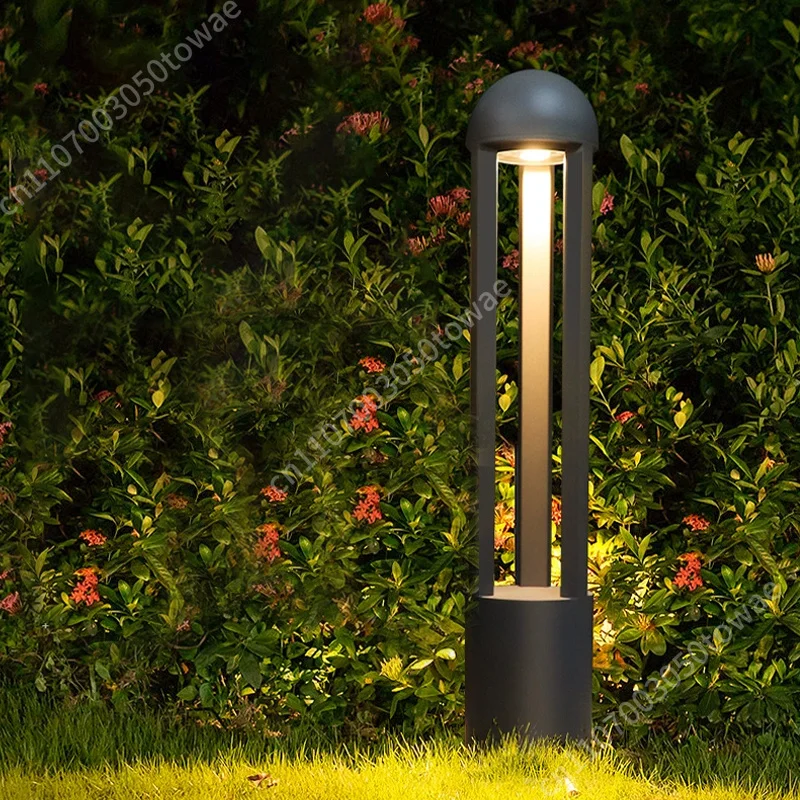 Outdoor Waterproof Sand Gray Aluminum Alloy Die-Casting Lamp Body 3000K Color Temperature Community Garden Villa Lights Lawn