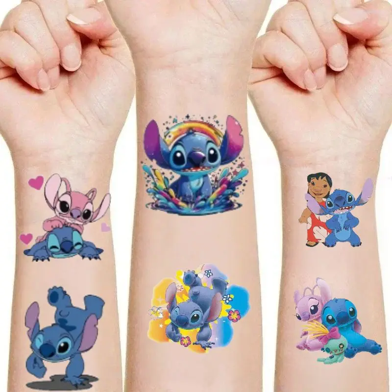 2026 HOT Disney Anime Stitch Temporary Tattoo Stickers Pieces Cute Cartoon Design for Kids Party Cosplay Child Birthday Gift