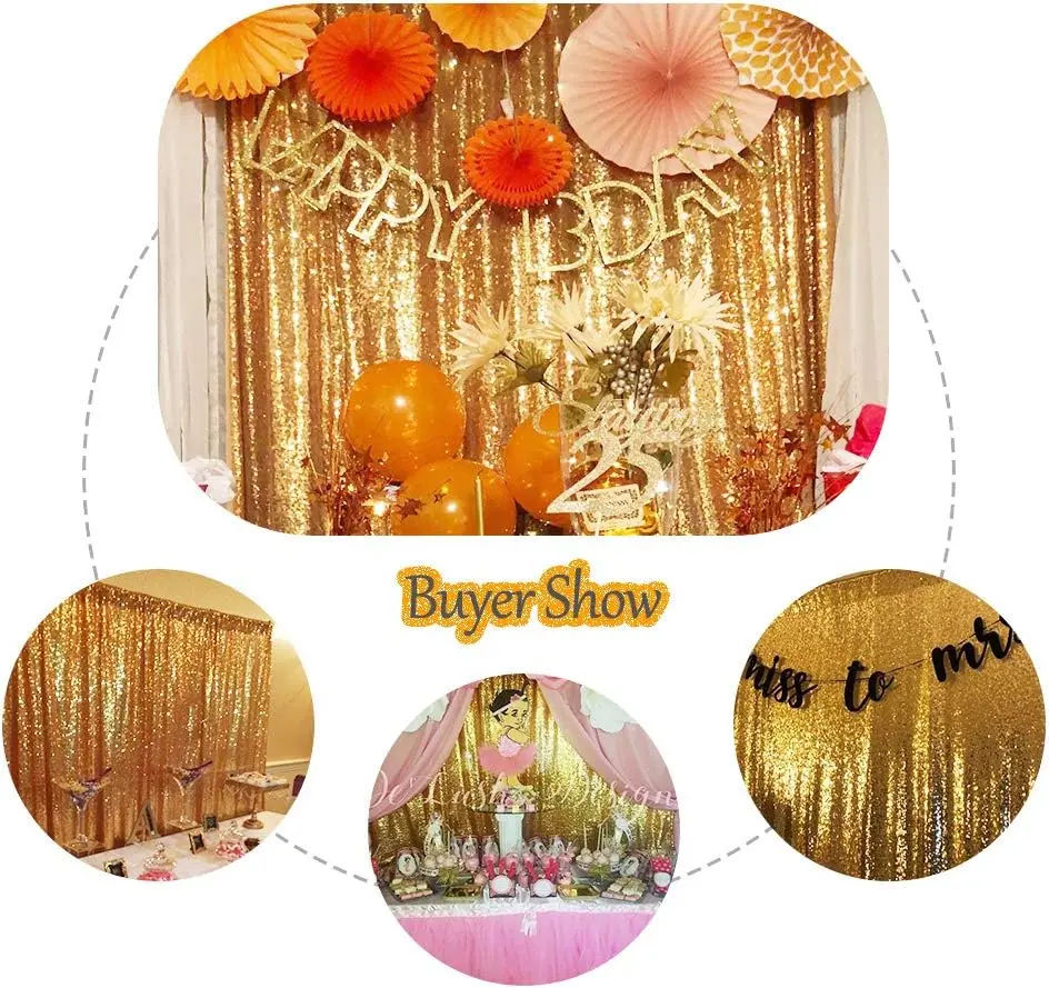 1PC Gold Sequin Backdrop Curtain Background Drapes Sparkle Photography Backdrop for Party Wedding Baby Birthday Wall Decor