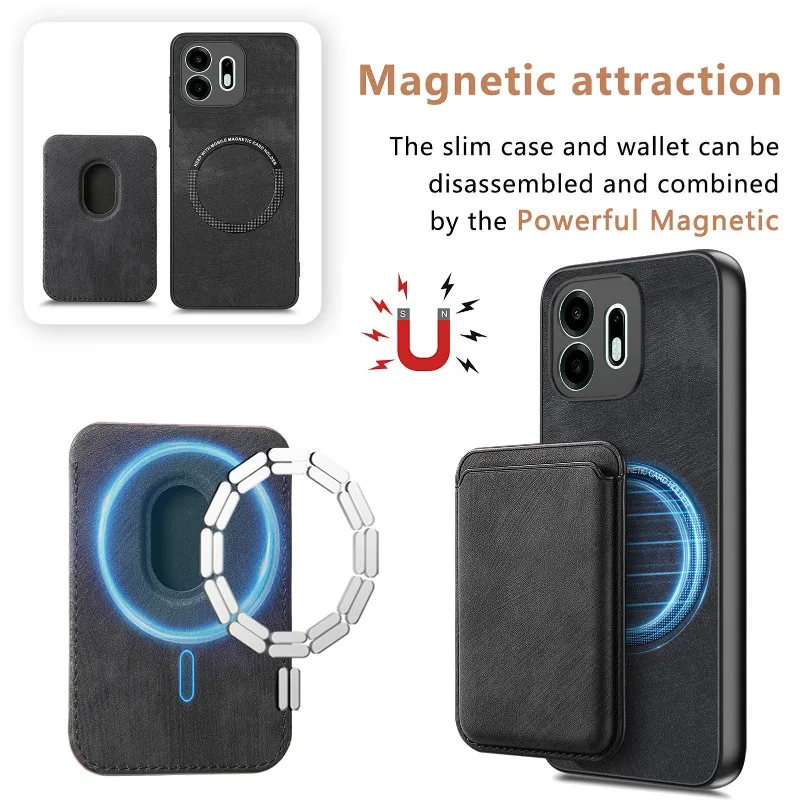 For Magsafe Leather Case for Oneplus N6 1+N6 Magnetic Detachable 2 in 1 Wallet Card Pocket Shockproof Cover for One Plus N6 view 3