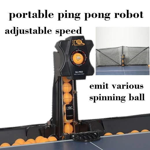 

S6 PRO Clamp type multifunctional table tennis serving machine with adjustable speed spinng ball Portable ping pong robot