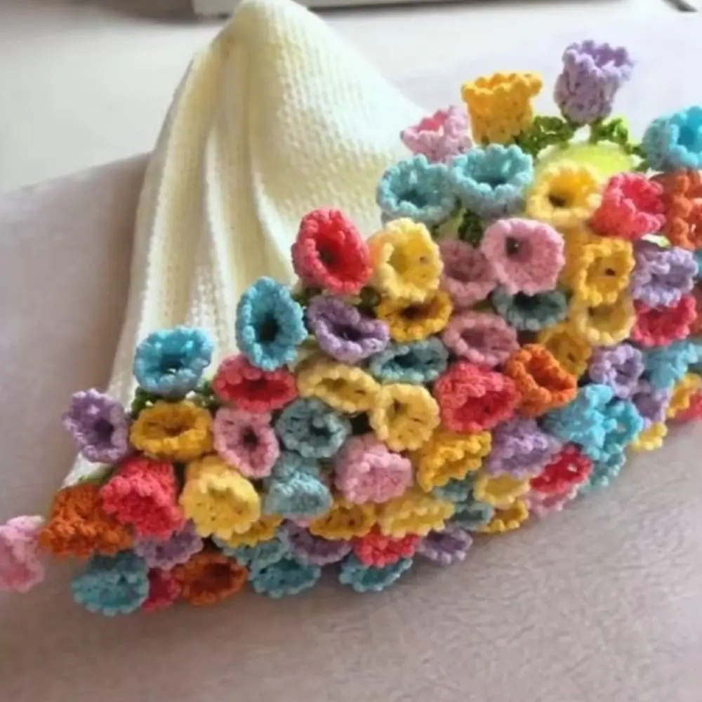 

Woven Crocheted Rose Daisy Bouquet Blanket Unfinished Fashion Flower Bouquet Blanket DIY Craft Handmade