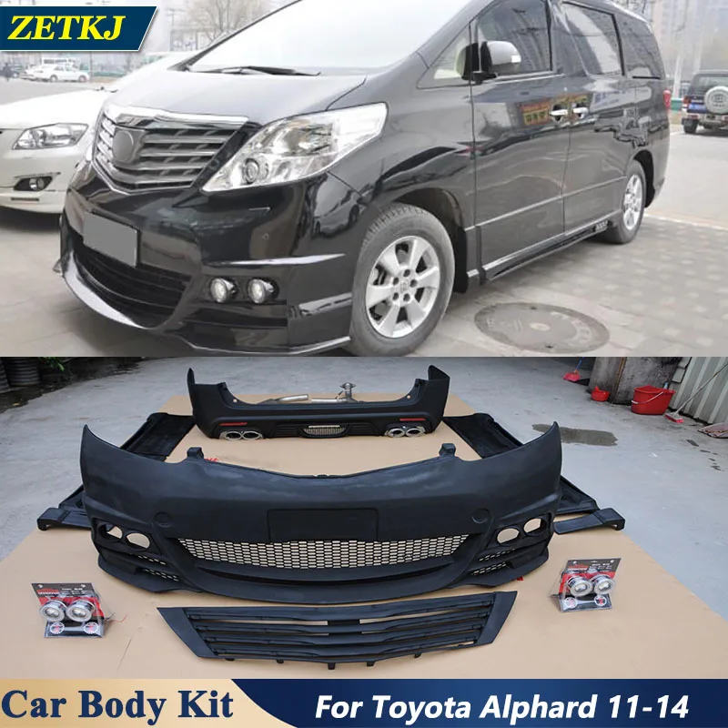 Alphard WALD Type Car Modification Body Kit PP Unpainted Front Rear Bumper Fender Side Skirts For Toyota Alphard 2011-2014