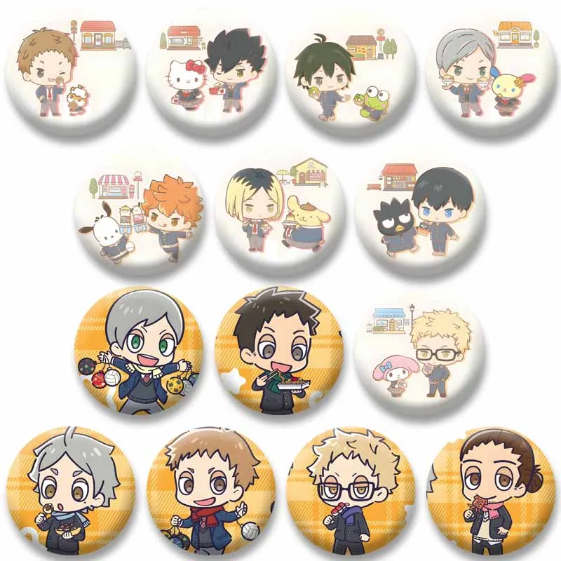 

Cute Cartoon Haikyuu Chibi Button Pins Anime Character Coin Badges on Backpack Clothing Accessories Cosplay Brooch Jewelry Gifts