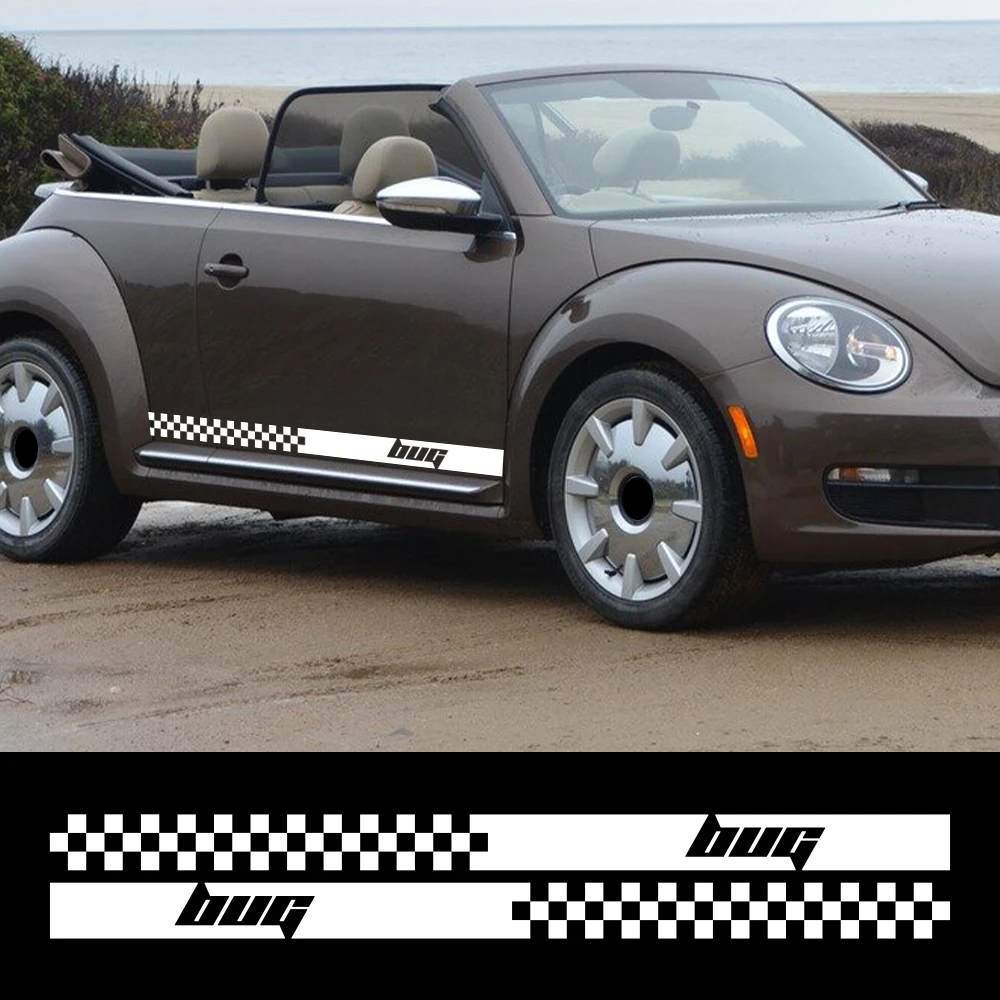 2pcs Racing Sport Stripes For Volkswagen VW Beetle Car Door Side Skirt Sticker Auto Body Decoration Vinyl Decals Accessories - view 2