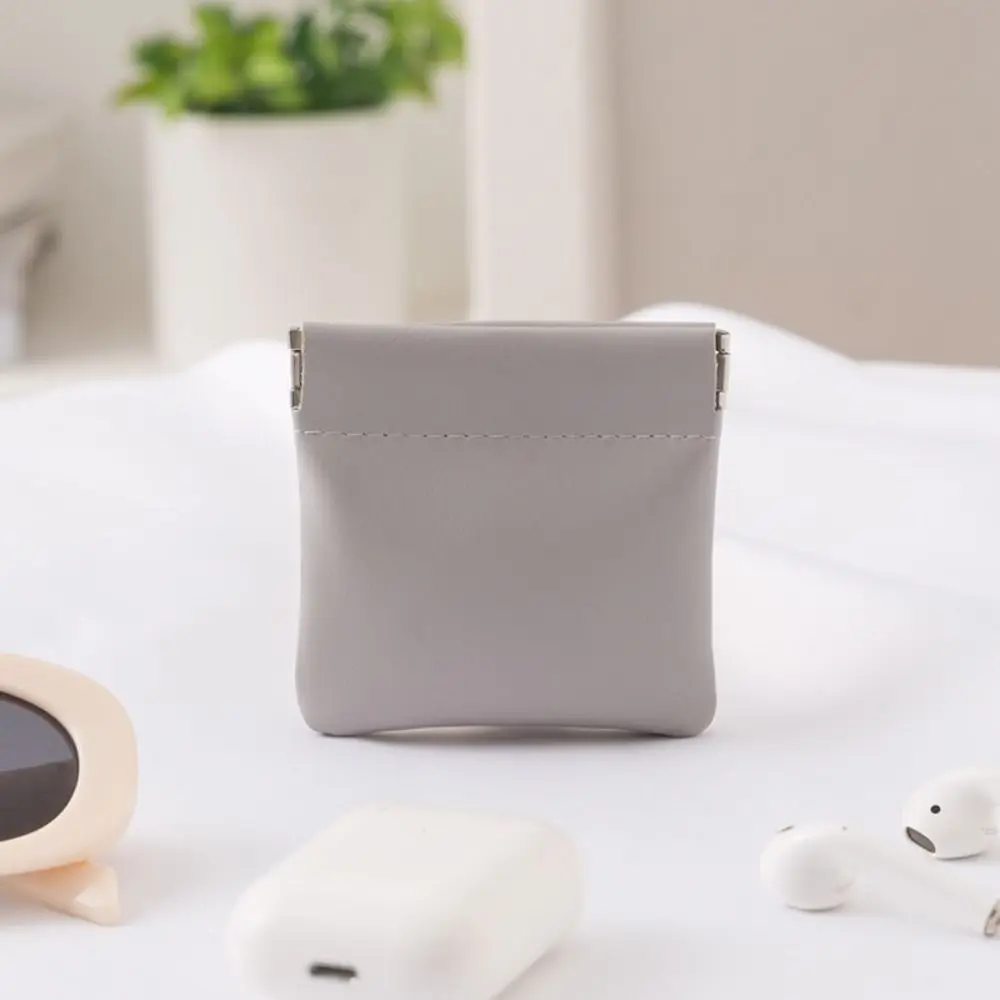 Fashion Automatic Closing Lipstick Bag Portable Simple Cosmetic Organizer Pouch PU Travel Storage Bag