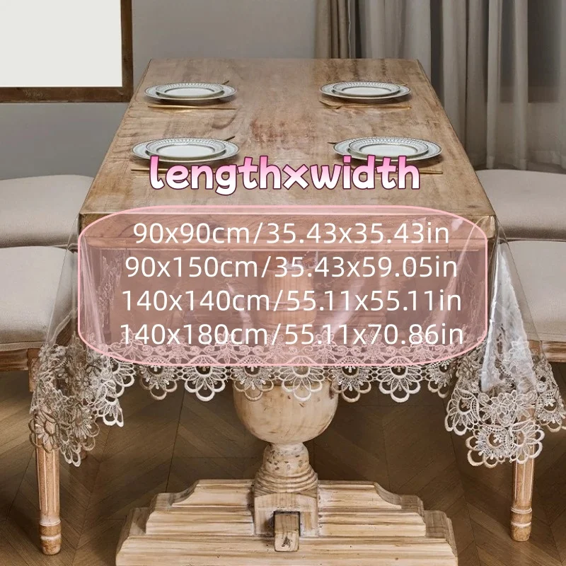 1pc Soft Table Cloth Modern Luxury Home Decoration PVC Clear Lace Waterproof Oil Proof and Heat Insulation Desk Mat
