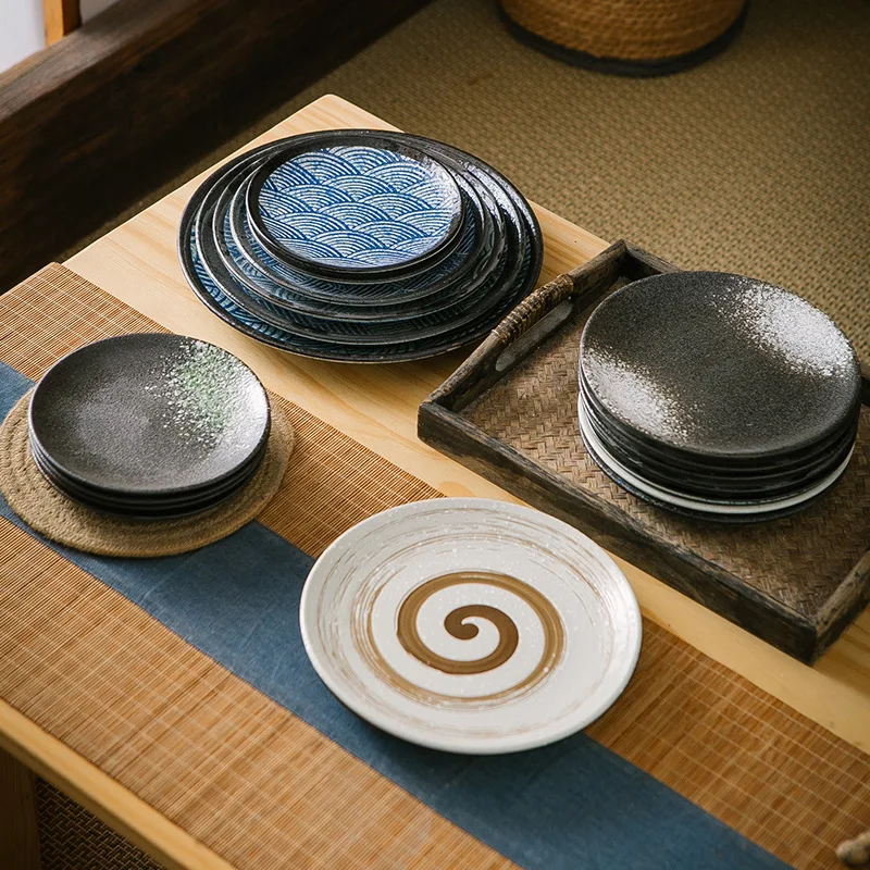 High Appearance Level Japanese Ceramic Tableware Bone Dish Home Platter Western Steak Plate Pasta Salad Fruit Porcelain Plate view 2