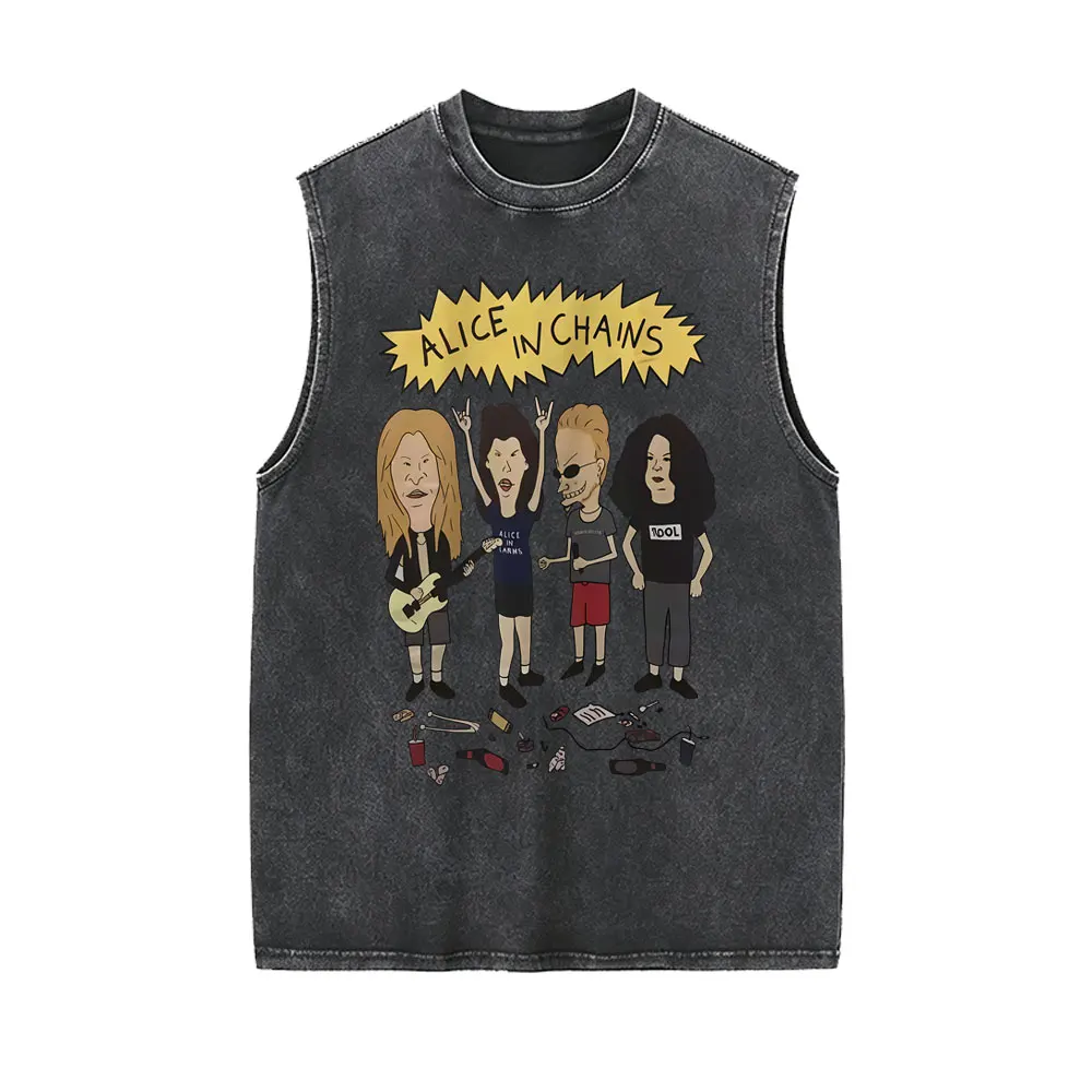 Hot Sale Rock Band Alice in Chains Jar of Flies Vintage Washed Tank Tops Men Women Gothic Punk Oversized Sleeveless Vest T-shirt
