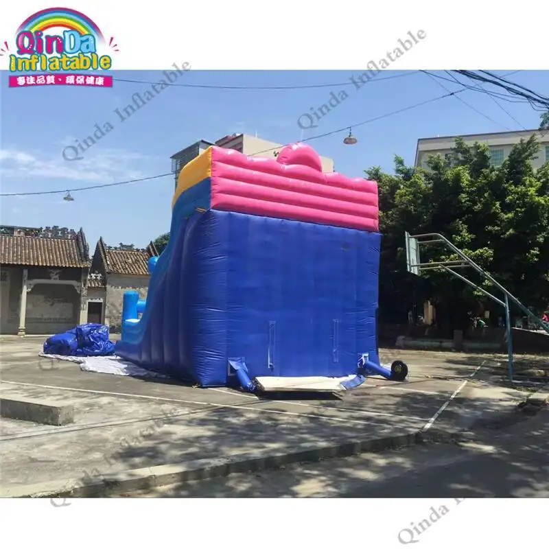 

Гигантская детская игровая площадка, надувная детская горка, синяя надувная горка для прыжков, забавное город с защитной тканью