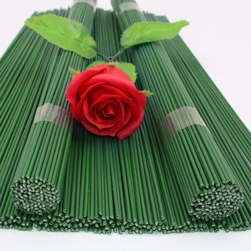 100 stücke Kunststoff-beschichtete Eisen Blume Stiel Für Künstliche Hortensien Rose 7 zoll Blume Kopf Stick Stange Hochzeit Hause decor Zubehör – Detail 1