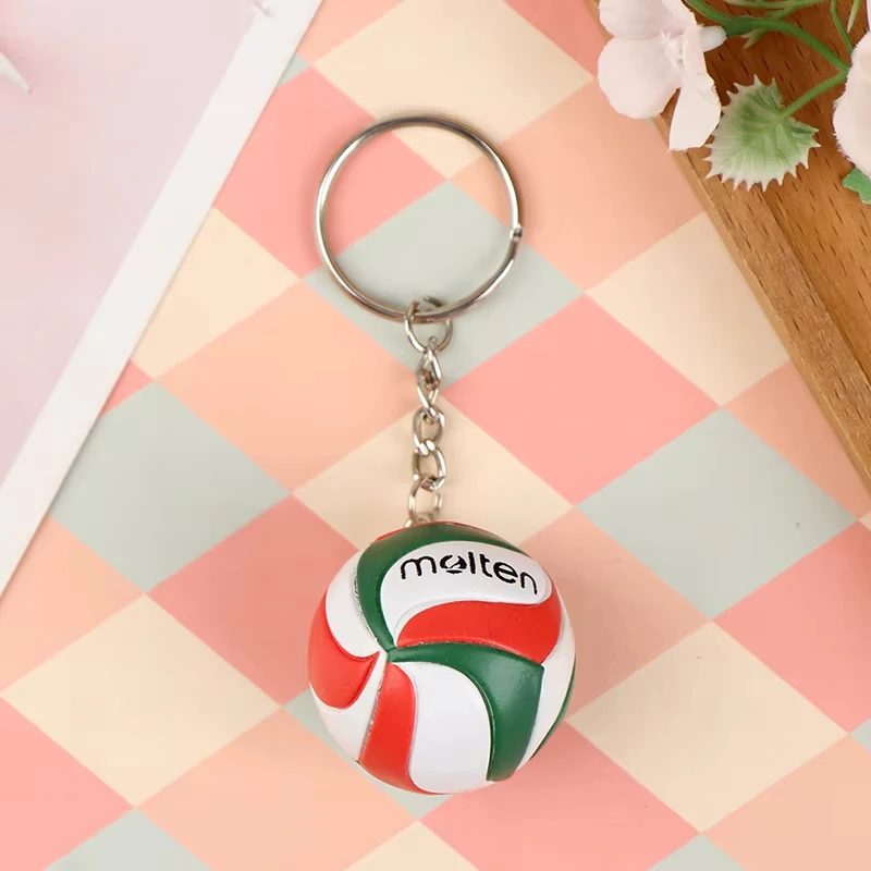 Porte-clés en PVC en forme de ballon de volley-ball, cadeaux d'entreprise, ballon de plage, porte-clés de sport, porte-clés pour hommes et femmes