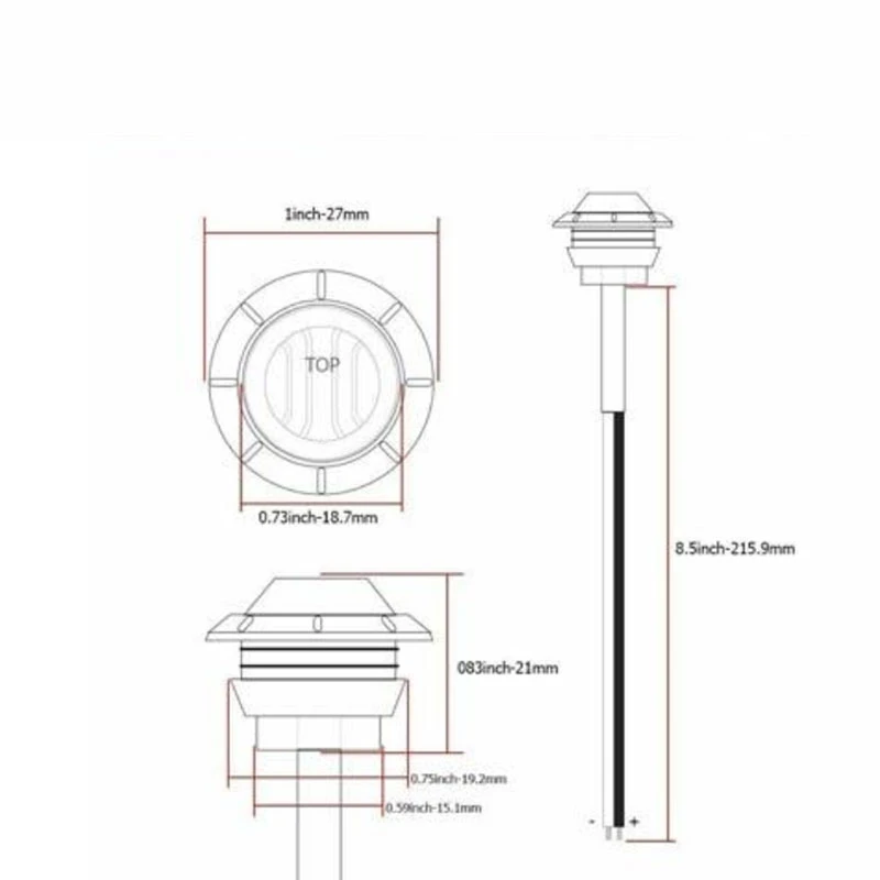 10 Uds. Luces de posición laterales redondas impermeables 24V 3LED 3/4 \