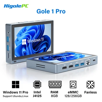 Higole Gole 1 Pro 5.5'' 팬리스 Intel J4125 미니 PC Windows 11 WiFi5 8GB 256GB 2500mAh 4K 컴퓨터 터치 스크린 Windows 태블릿