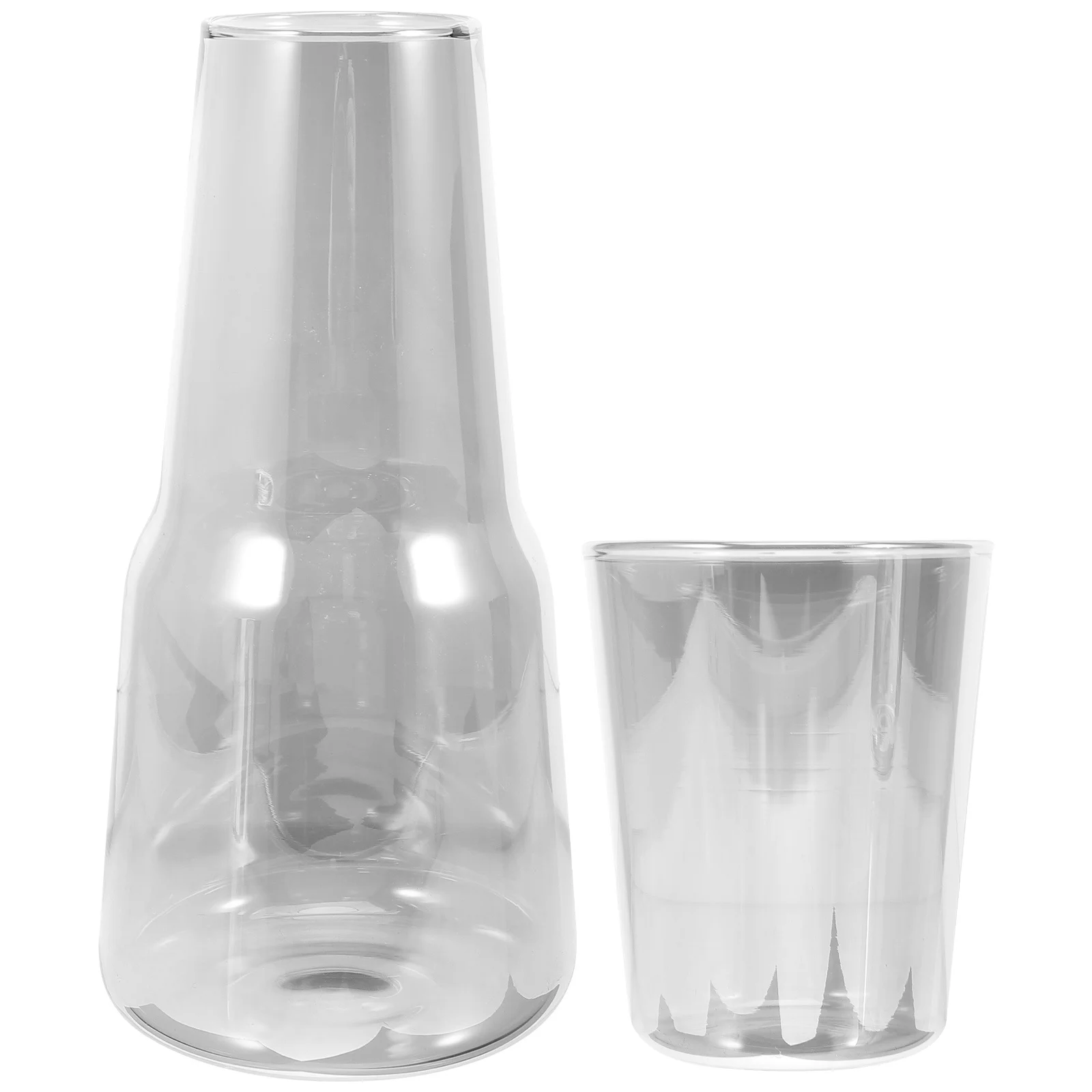 

1Set Water Carafe Set Cold Water Kettle Food Safe Glass Elegant Design Bedside Desktop Cup Lid for Bathroom Party Picnic Bbq Use