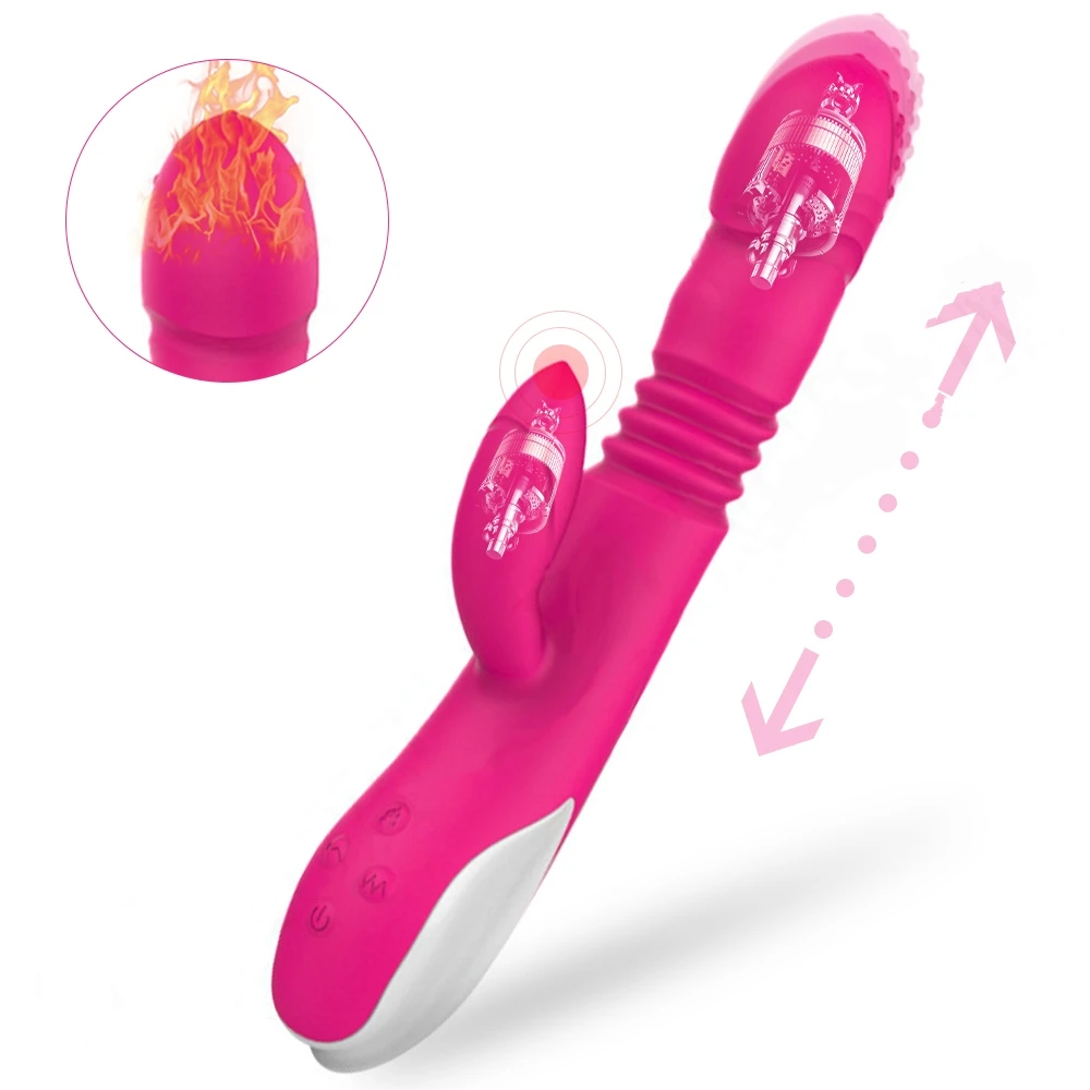 Vibrador telescópico duplo aquecimento av varinha masturbador feminino silicone vibrador clitoral g-ponto estimulador adulto brinquedo do sexo para a mulher