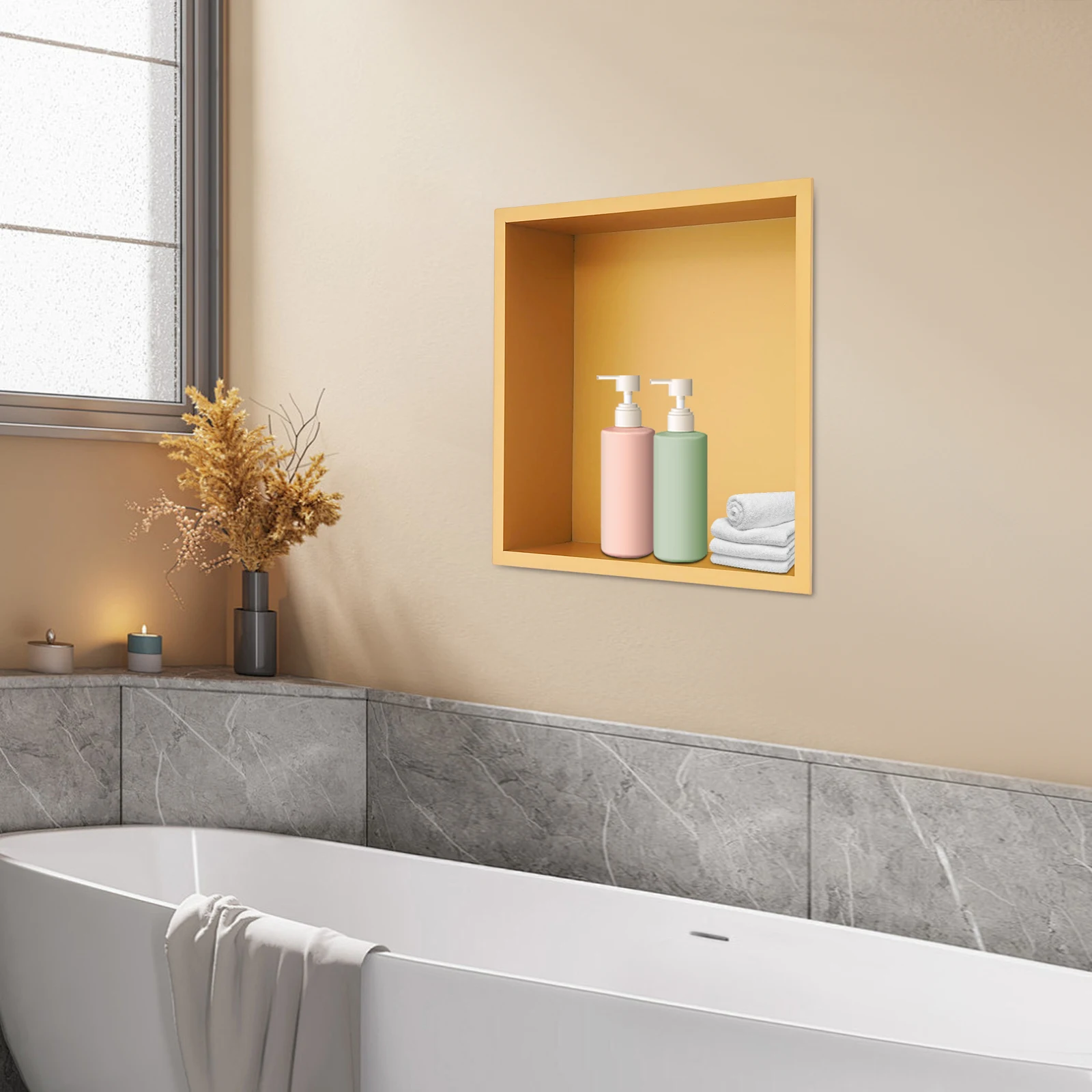 

33*33 см ниша для душа из нержавеющей стали 304, встраиваемая полка для хранения душа, настенное крепление для ванной комнаты, полка для ванной комнаты, органайзер