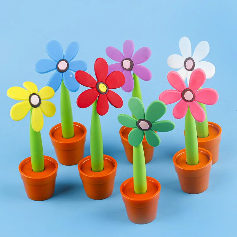 Lytwtw's-Potted Plants Sunflower Ballpoint Pen Cute Kawaii Stationery Office School Supplies Creative Gift Funny 1 Piece