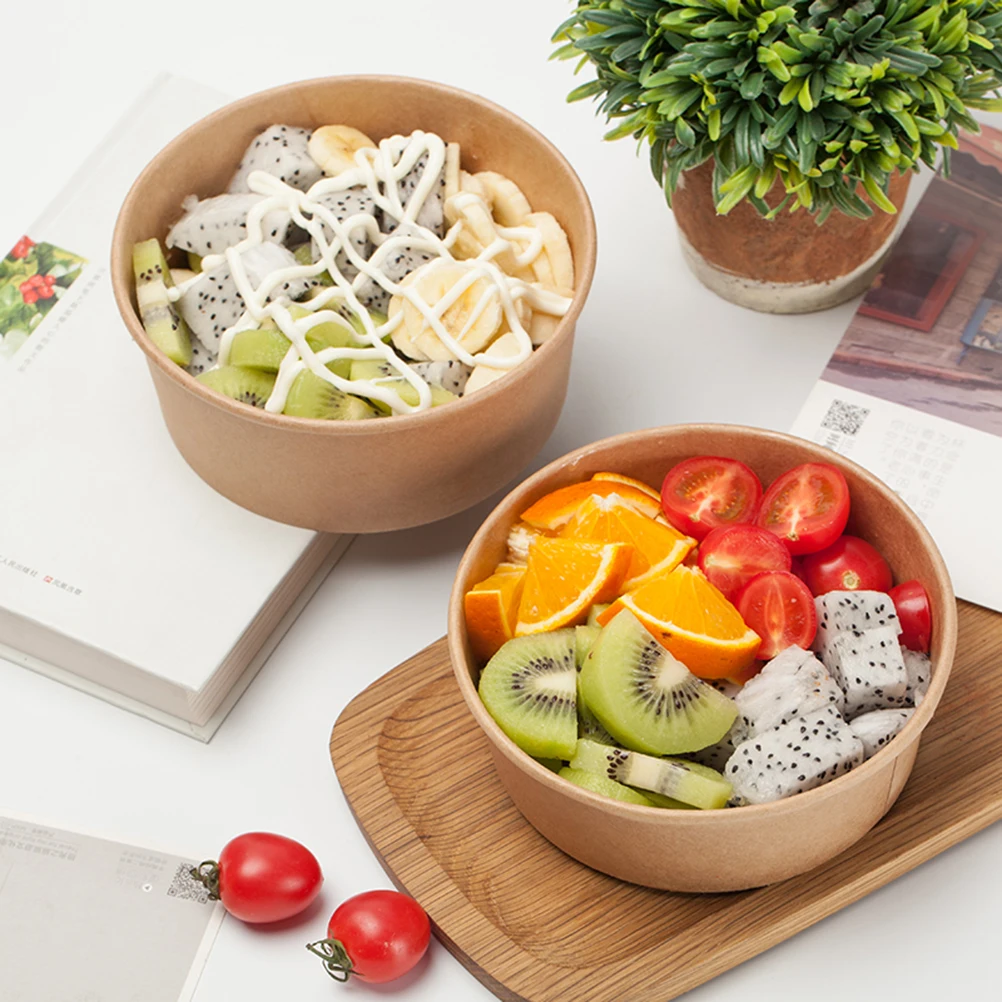 

50pcs Kraft Paper Cup Food Packaging Treat Cups Storage Containers Takeout Disposable Greaseproof Leak Resistant Soup Container
