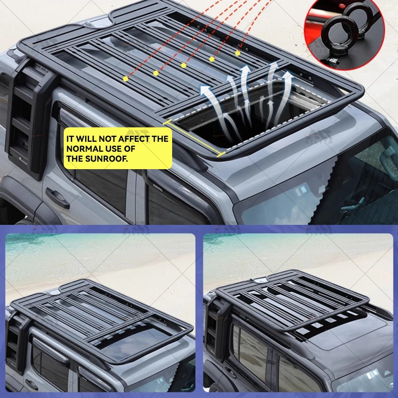 High Quality 3-Piece Set Telescopic Side Ladder Side Storage Box Luggage Roof Rack for GWM Tank 300 Accessories