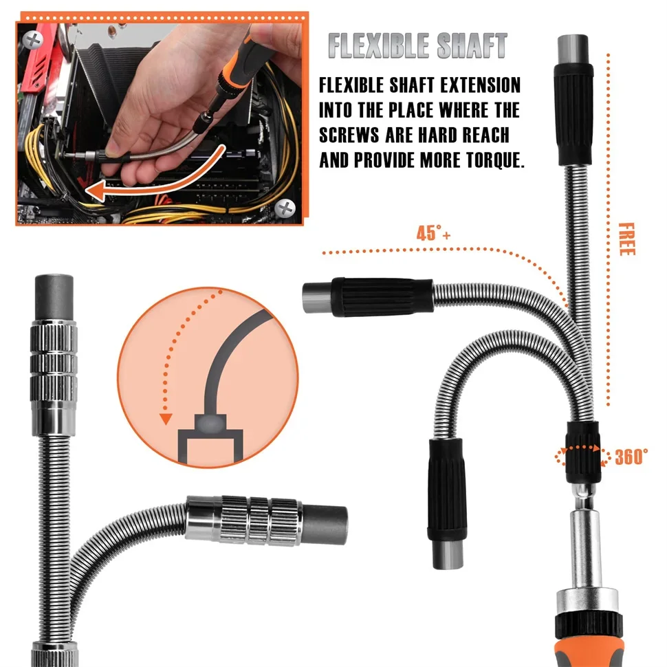 68 in 1 Ratcheting Screwdriver Set with Rotatable Ratchet Handle Magnetic Torx Phillips Drill Bit Socket Set Hand Repair Tools