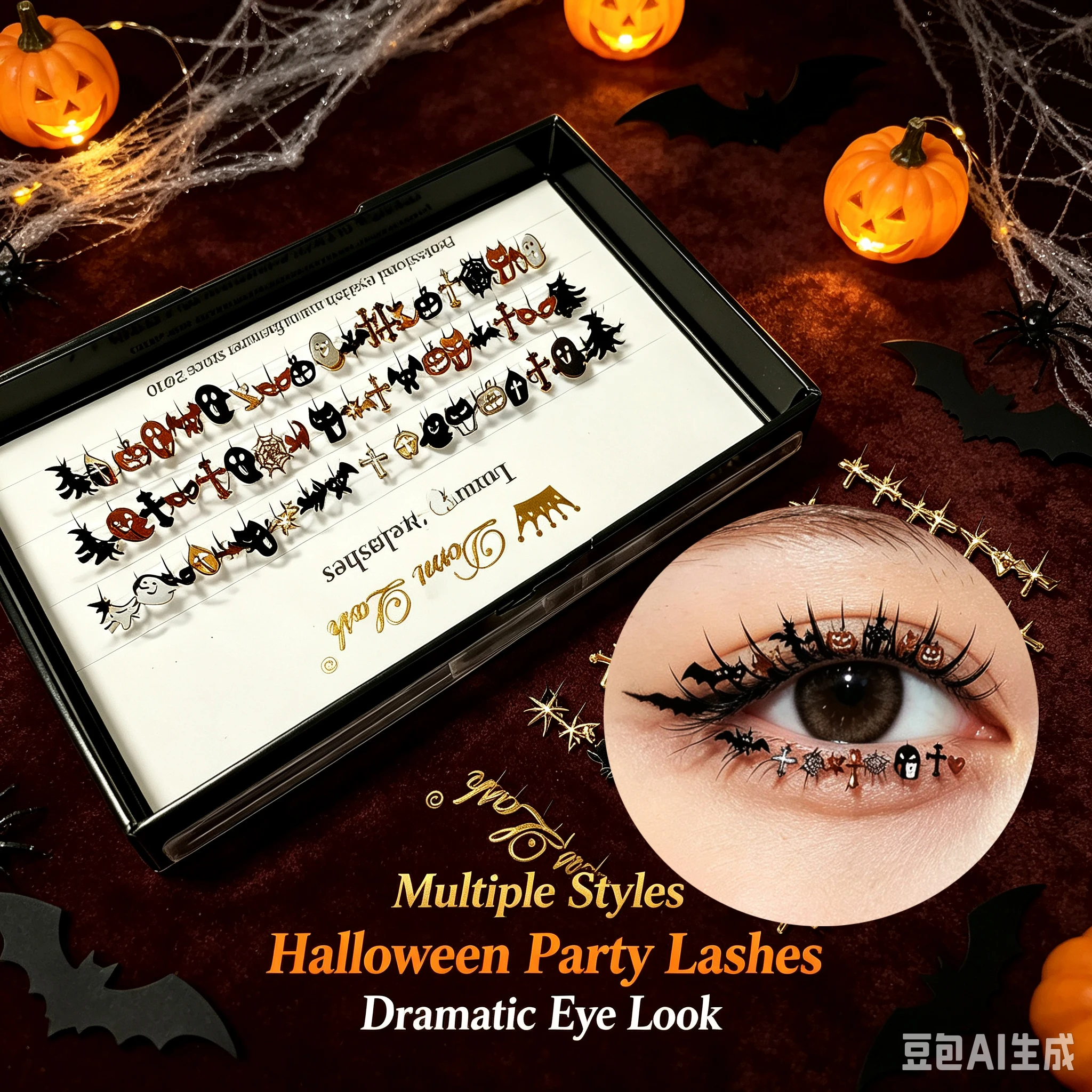 Domi Halloween Glitter Individual False Eyelashes Dreamy Sequins DIY Cosplay Makeup Sparkling Individual Lashes for Festive Occa