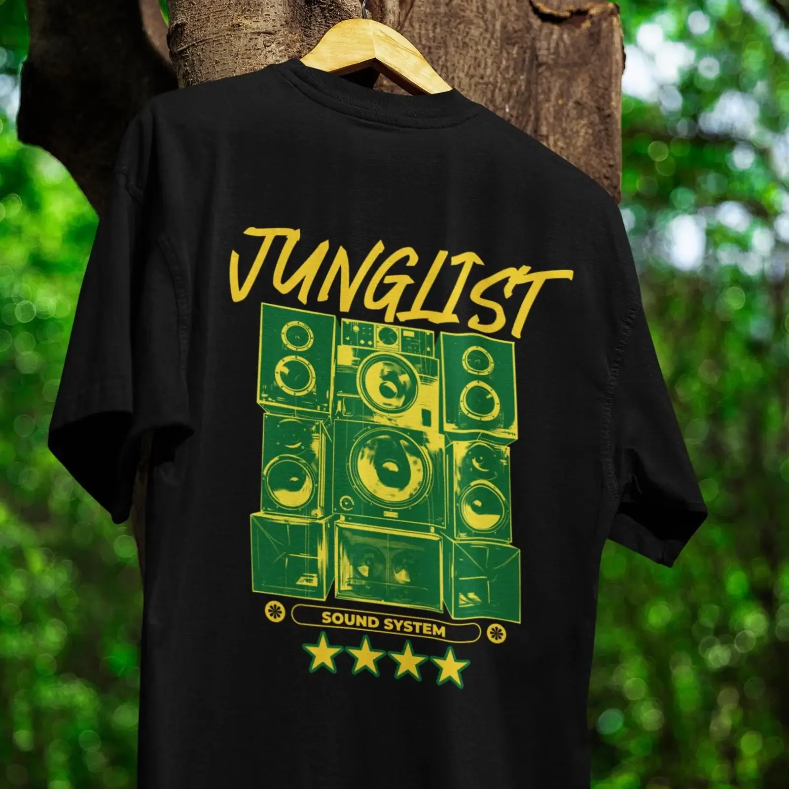 Junglist Sound System T shirt Drum N Bass Rave Music vintage Washed streetwear Slightly homme Top For Everyday Wear