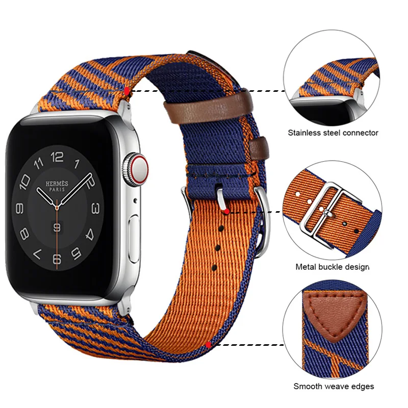 สายถักไนลอนสำหรับ Apple Watch Ultra Band 49mm 44mm 40mm 45mm 41mm 42mm 38mm สร้อยข้อมือเข็มขัด iWatch Series 8 7 6 5 4 se