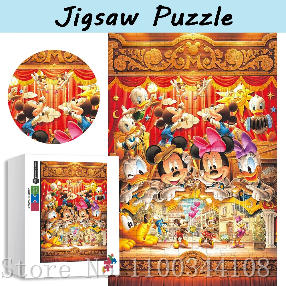 

300/500/1000 Pieces Disney Cartoon Jigsaw Puzzles Mickey Minnie Donald Duck Daisy Puzzles Stress Relief Toys Valentine Gifts