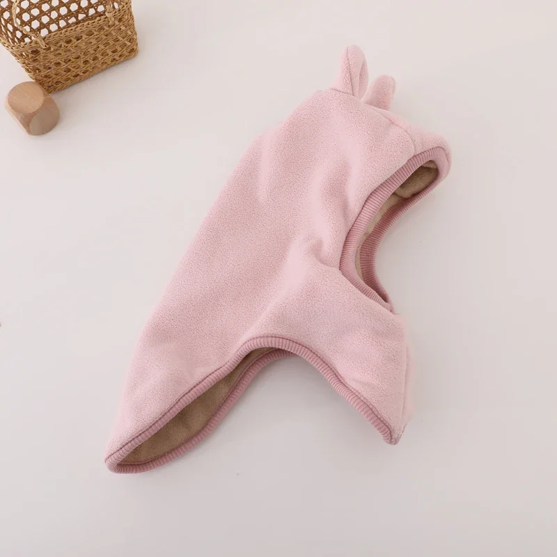 New Winter Warm Bear Ear Children Scarf Hat Boys Girls One-Piece Hat Outdoor Windproof Hood Beanies Cap Plush Balaclava Hat