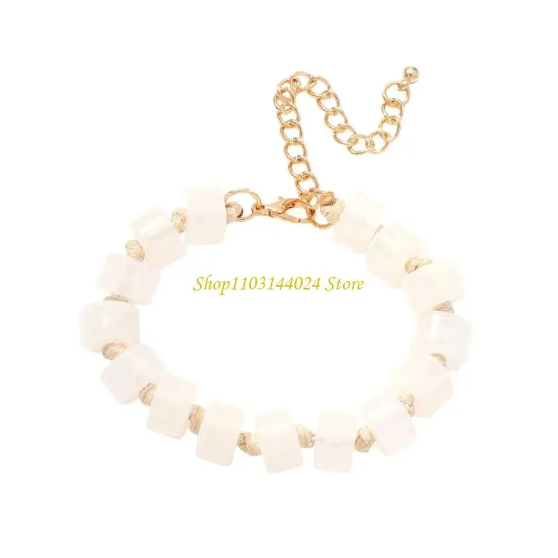 N5KE Glossy Resin Bracelet Rounded Beads and Extender Chain Wrist Jewelry