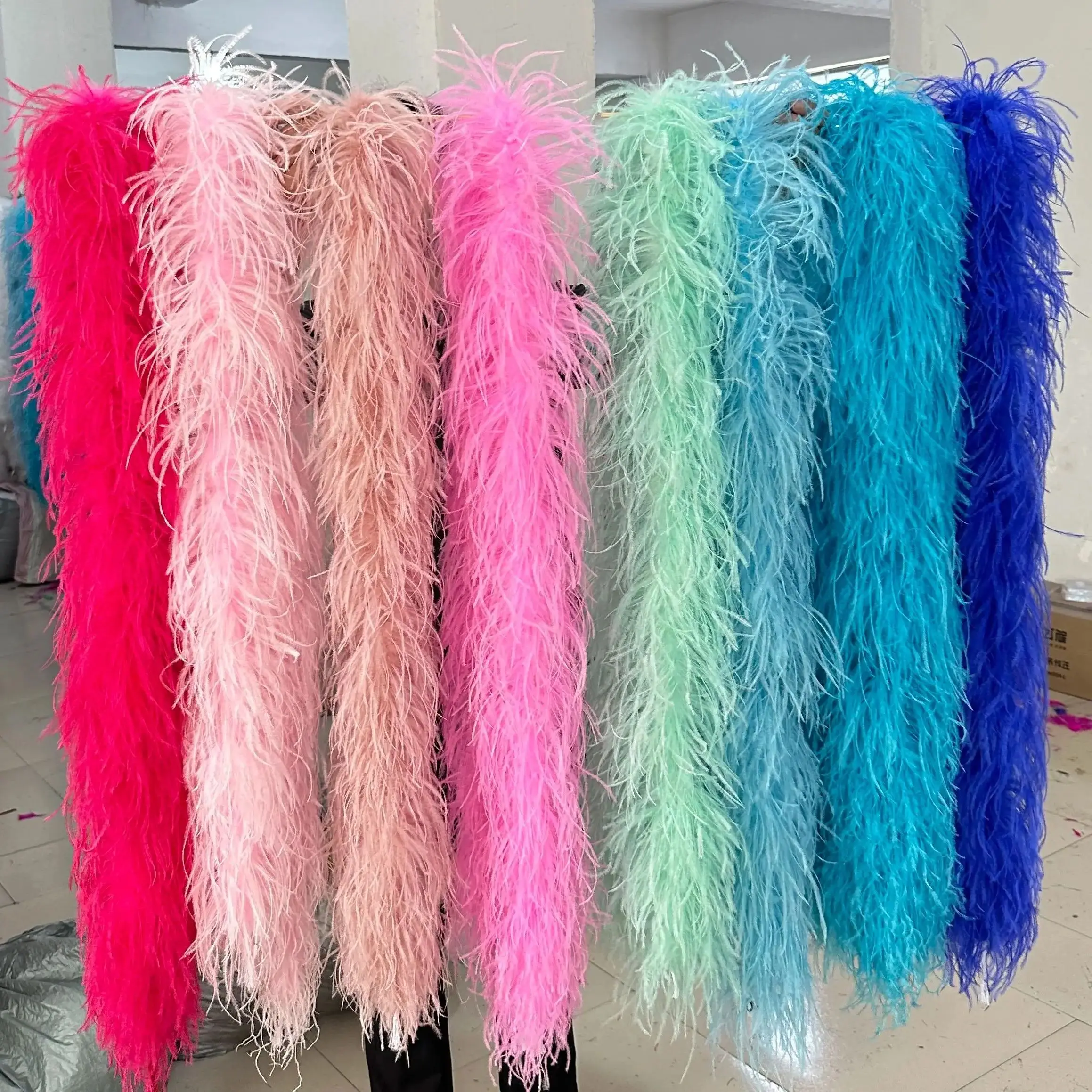 

2Meter/lot Ostrich Feathers Boa Colored Ostrich Trim Customized 3 6 10 15 20 Ply Thick Feather for Dress/Costume/Shawl/Craft