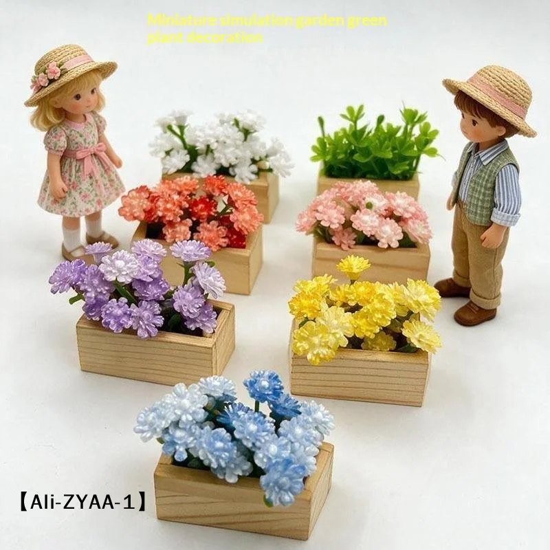 【A】Miniature Artificial Gypsophila Potted Plant Ornament Micro Landscape Garden Decor Dollhouse Scene Flower Potted Model