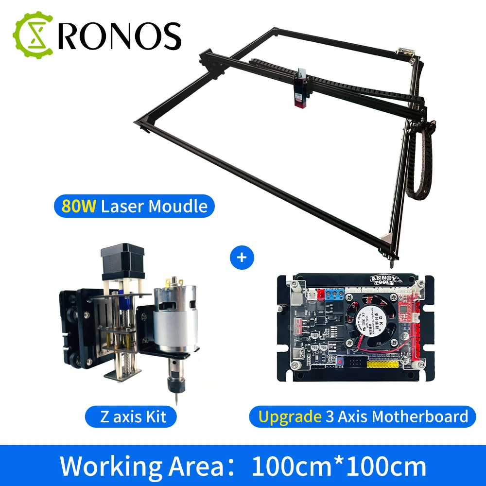 450nm 40W/80W Laser Module Cutter Print Machine,CNC Router Laser Engraver Machine,Large Frame 100*100cm,32 bit GRBL PWM Control