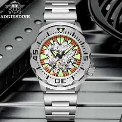 ADDIESDIVE Men’s Automatic Watches Hollow out Sapphire Mechanical Wristwatches C3 Luminous 200m Waterproof Diving Luxury Watch