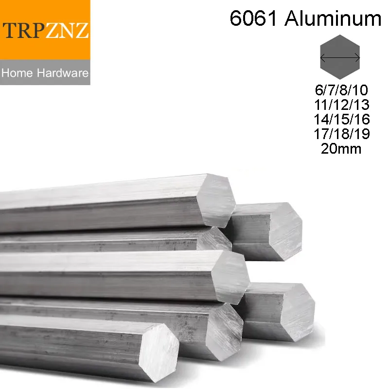 

6061 Алюминиевый шестиугольный стержень с противоположной стороной 6 7 8 10 11 12 13 14 15 16 17 18 19 20 мм Коррозионностойкий Настраиваемый размер