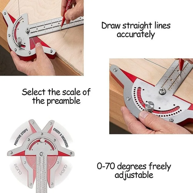 Ultra Precision เครื่องหมายไม้บรรทัดสแควร์ T ประเภทไม้ Scriber วัดเครื่องมือช่างทำด้วยมือ Edge กฎเครื่องมือช่างไม้