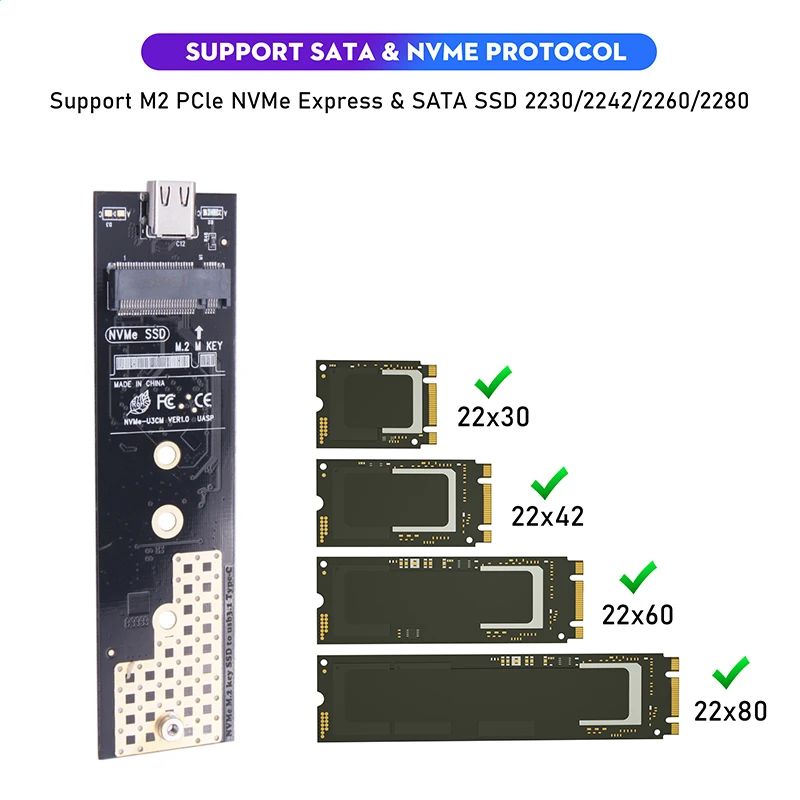 Carcasa de SSD M2 de doble protocolo, caja de SSD NVMe SATA NGFF M.2, USB 3,1, 10gbps, para disco duro externo M/B + M, clave M.2 SSD RTL9210B