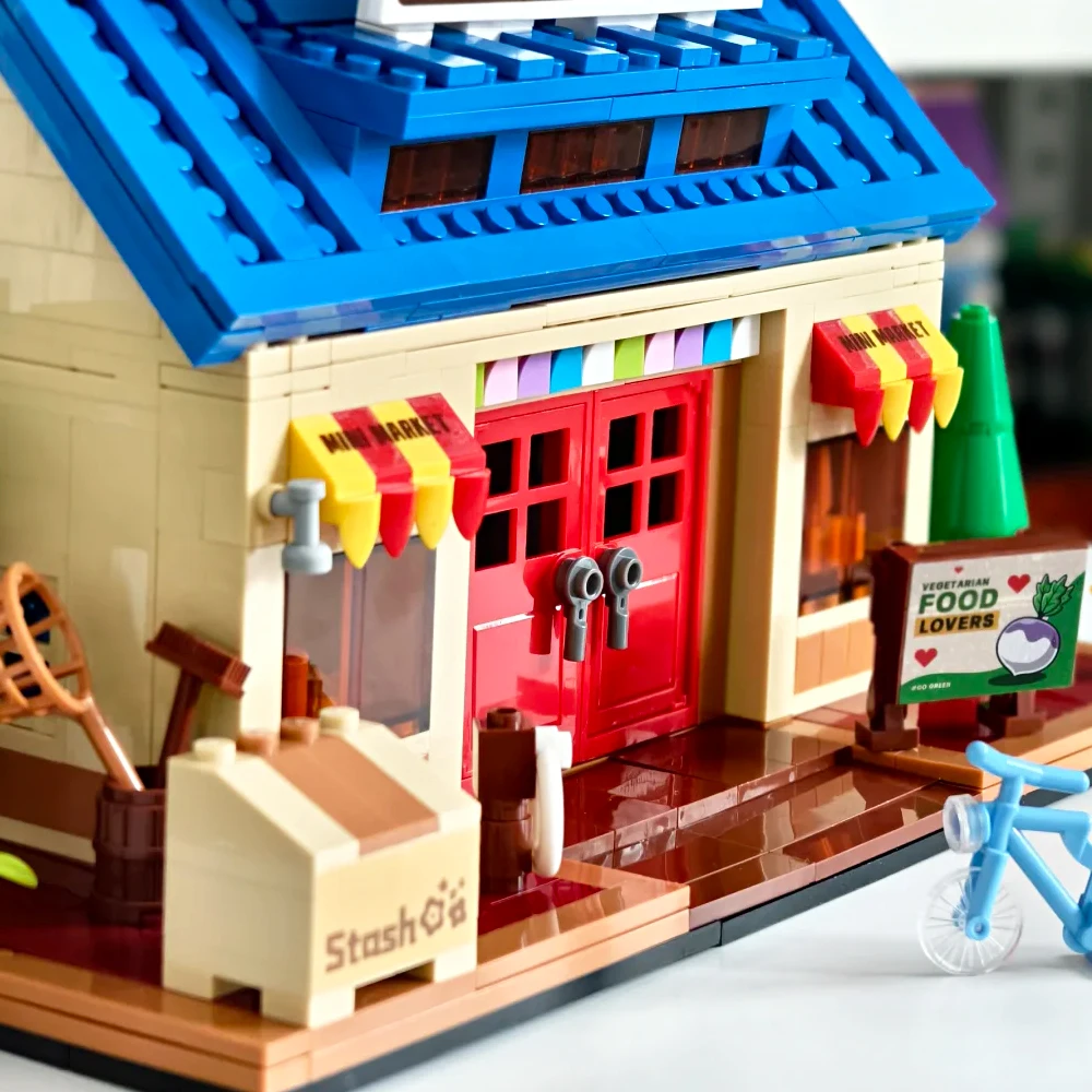 Magasin d'experts créatifs, vue sur la rue, Architecture Moc, blocs de construction de conception modulaire, modèle en briques, jouet éducatif, cadeau, 840 pièces