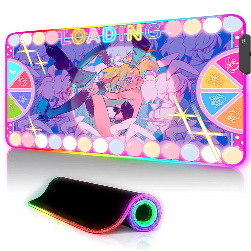 

Muse Dash Pink Purple Anime Girl Mouse Pad LED Kawaii Computer Gaming Accessories Mousepad Laptop RGB Desk Mat Backlit Carpet