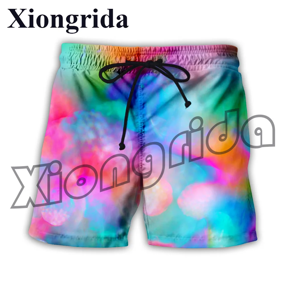 

Tie-dyed Print Men Shorts Fashion Color Print Boards Shorts Hawaiian Trunks High Waist Short Pants S-6XL