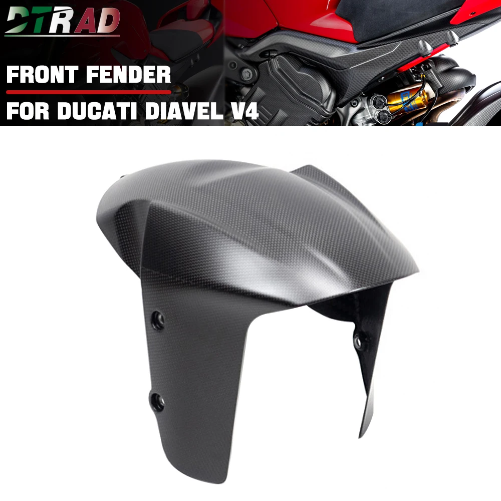 

For DUCATI Diavel V4 2023 2024 Carbon Fiber Plain Weave Matte Front Fender Mudguard Mud Guard Wheel Cover Motorcycle Accessories