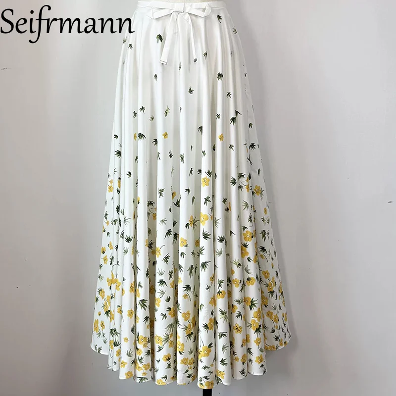 

Seifrmann 2026 Summer Women's clothing New Fashionable Cotton Printed Waist cinching Long Half Skirt