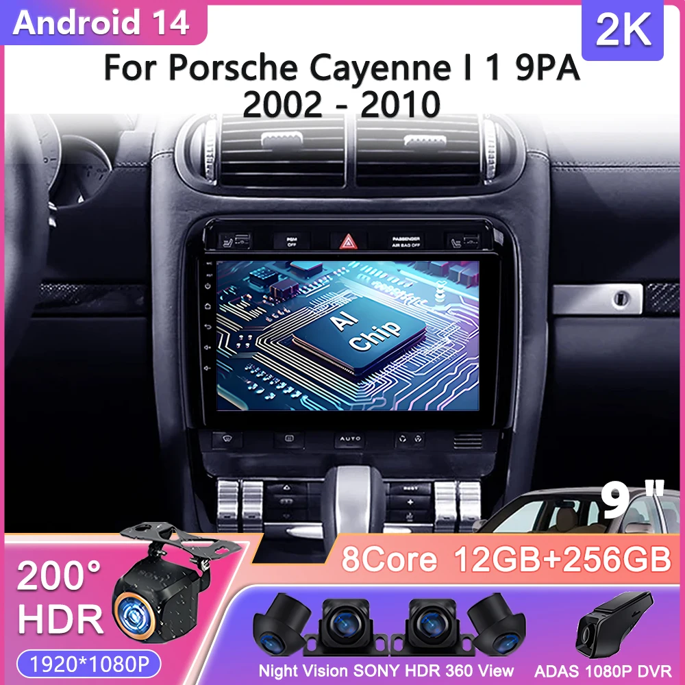 

Android 14 для Porsche Cayenne I 1 9PA 2002-2010 Автомобильный радиоприемник Мультимедийный видеоплеер Навигационный стерео GPS без 2din DVD головное устройство