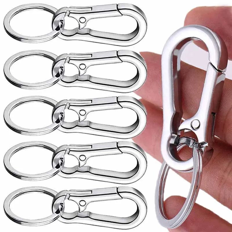 5pcs Stainless Steel Gourd Buckle Keychains Climbing Hook Car Strong Carabiner Shape Keychain Accessories Metal Key Chain Ring