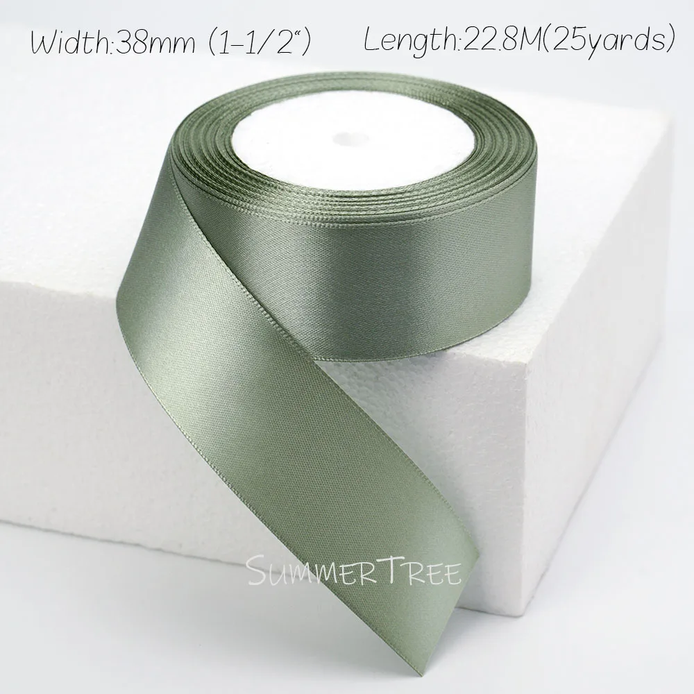 Salbeigrünes Satinband 22,8M 25 Yards Weiches Glänzendes Stoffband für Geschenkverpackungen Hochzeitssträuße DIY-Basteleien Heim- und Partydekoration – Detail 12