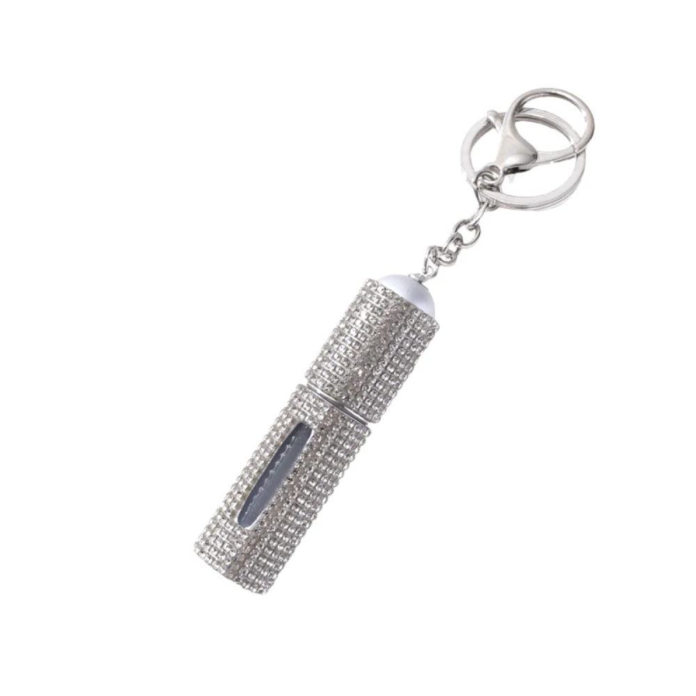 Shiny Bottom Refillable Keychain Bottle Crystal 5ml Key Ring Atomizer Empty Press Head Spray Bottle For Travel