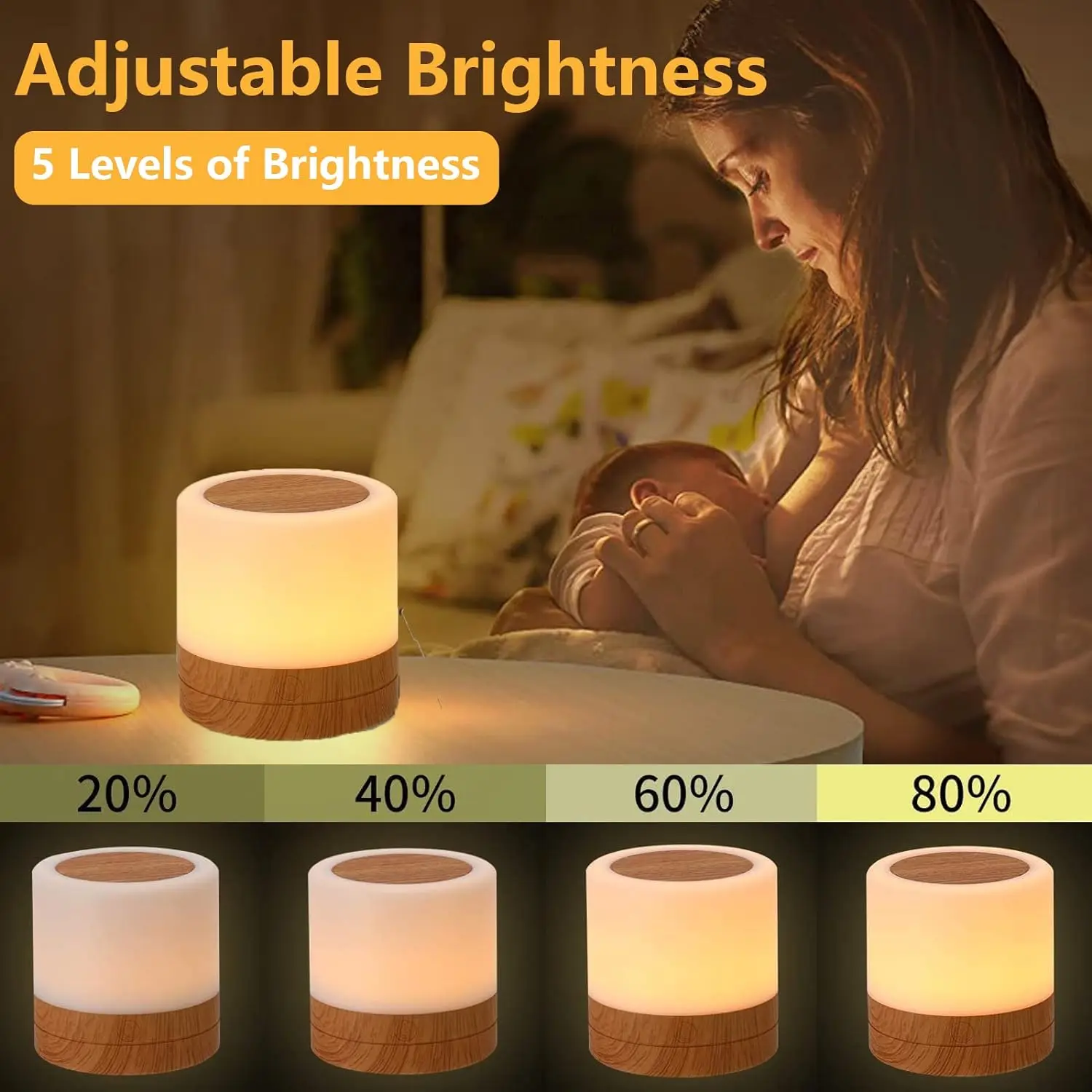 Dimmable touch night light remote control 13 colors, childrens bedside lamp, desk lamp with timer function